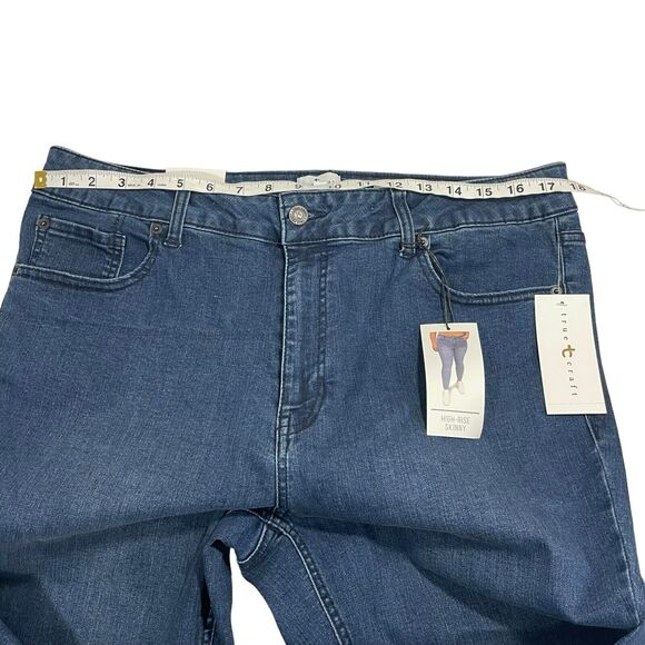 Womens True Craft High Rise Skinny Jeans NWT Plus Sz 18W Dark Wash - Picture 4 of 9